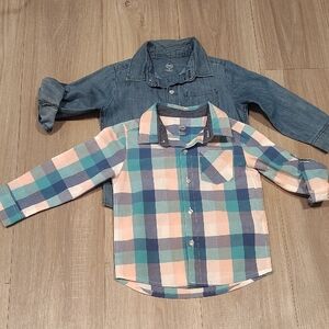 wonder nation Plaid Button-Down Shirt - Blue, Teal & Peach